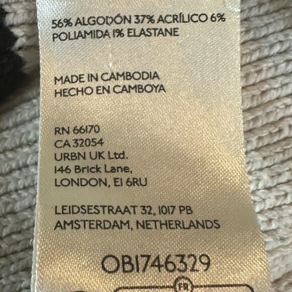 Free People Easy Street Stripe Crop Pullover Large Cream Black  Coastal Preppy - Picture 12 of 16